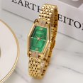 thumbnail image 4 of Relojes de oro para mujer, relojes de pulsera de cuarzo hexagonales para mujer, correa de acero inoxidable, pequeño reloj analógico, pulsera de lujo, Green-FBM, 4 of 5