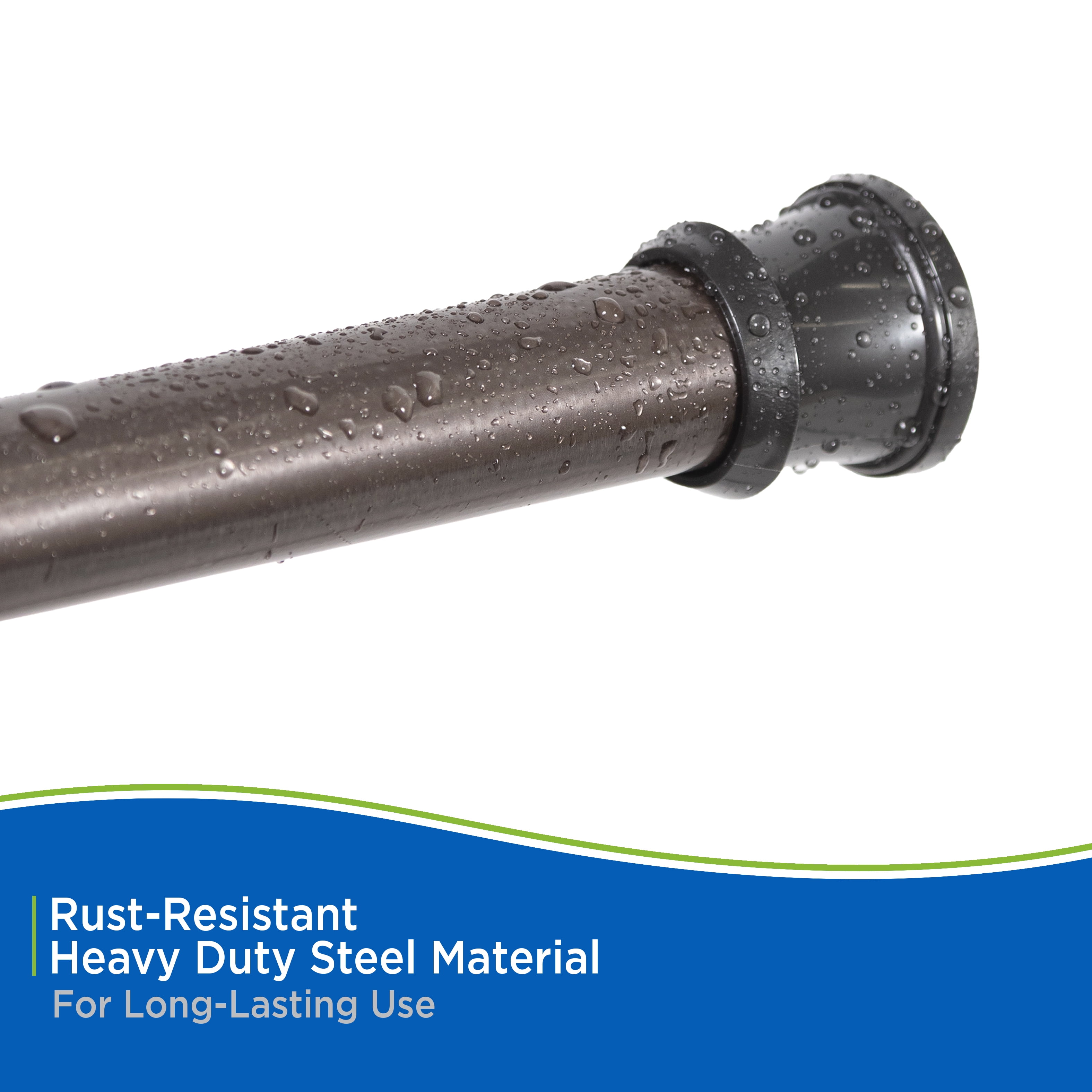 Kenney Twist & Fit Oil Rubbed Bronze Rust-Resistant Cam-Lock Tension Shower Curtain Rod, 42"-72"