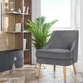 thumbnail image 5 of Costway Set of 2 Accent Chairs Velvet Single Sofa Chair w/Rubber Wood Legs Grey, 5 of 12