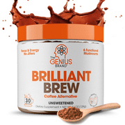 Unsweetened Mushroom Coffee Alternative Focus, Immunity, & Natural Energy Support, Brilliant Brew by the Genius Brand