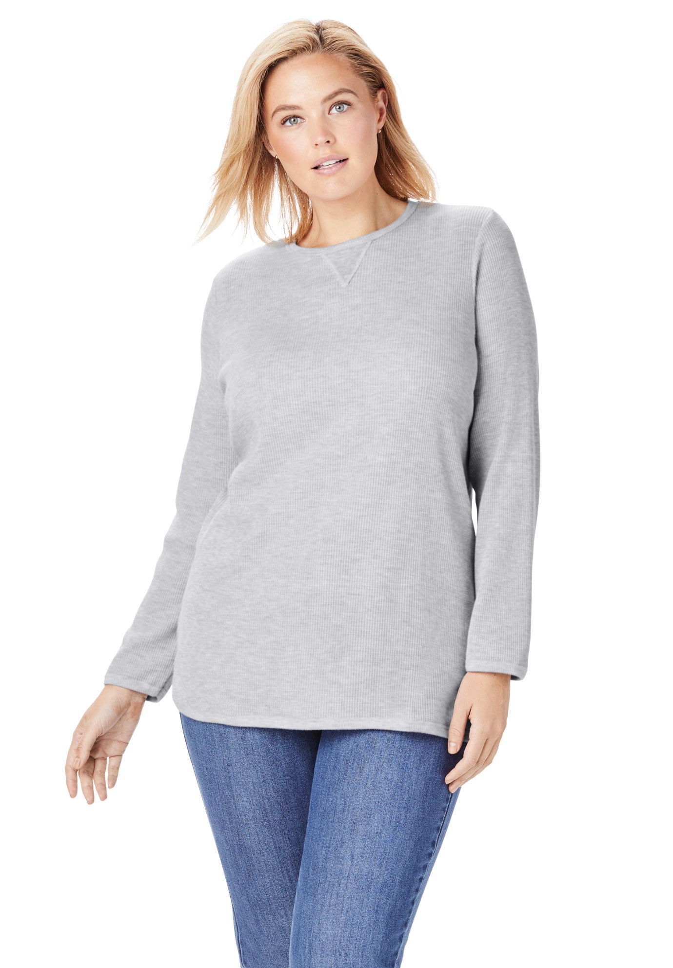 Woman Within Plus Size Thermal Sweatshirt - Walmart.com