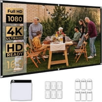 Outdoor Projection Screen 150 inch, Washable Projector Screen 16:9 Foldable Anti-Crease Portable Projector Movies Screen for Home Theater Outdoor Indoor Support Double Sided Projection