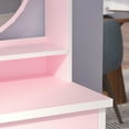 thumbnail image 4 of Multifunctional Computer Armoire Hutches, Vanity Set Makeup Dressing Table with Mirror and 5 Drawers for Bedroom, Pink, 4 of 7