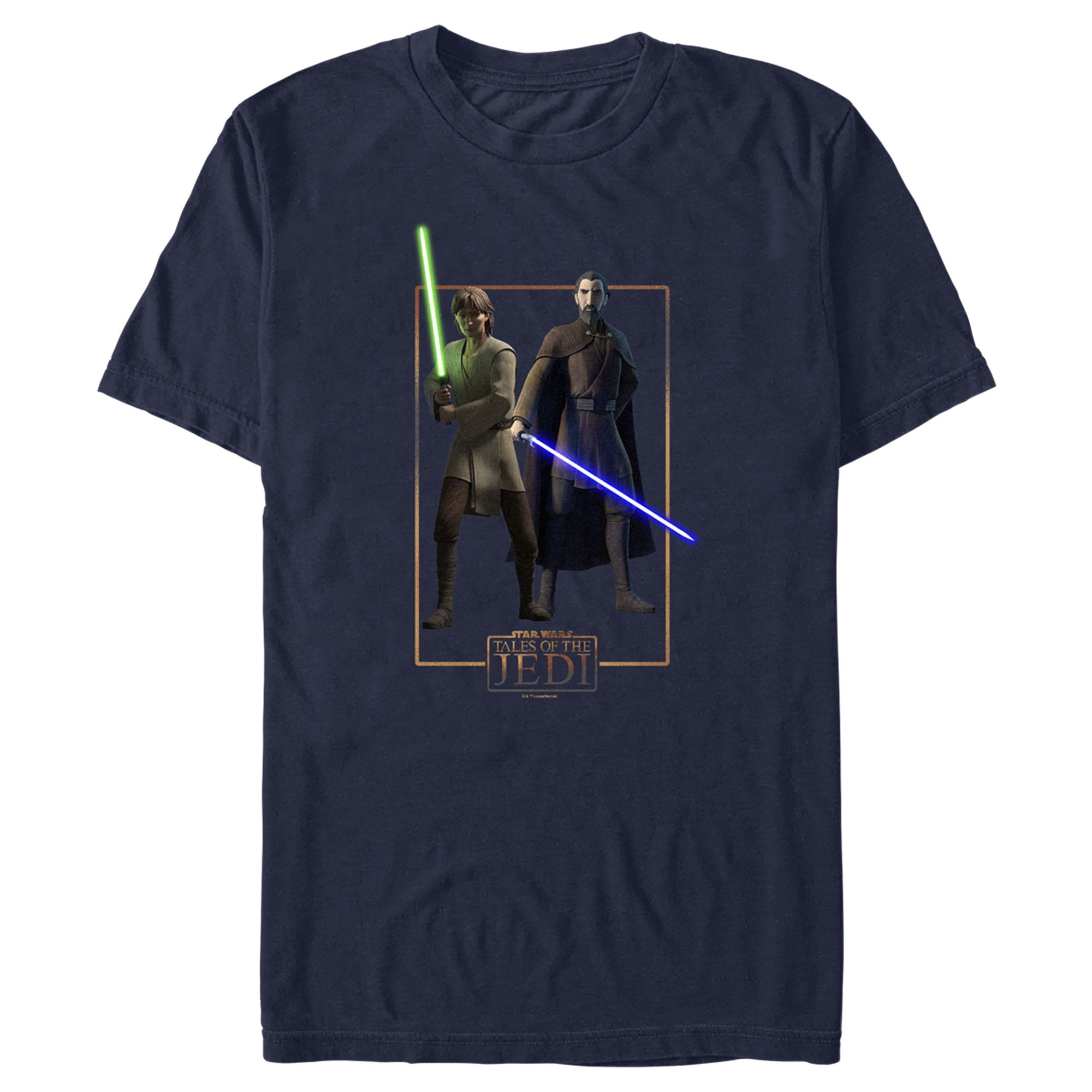 Men s Star Wars Tales of the Jedi Count Dooku and Qui Gon Jinn T Shirt Navy Blue Small