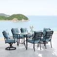 thumbnail image 3 of Hanover Lavallette 7-Piece Dining Set in Ocean Blue with 4 Chairs, 2 Swivel Rockers, and a 66" x 38" Glass-Top Table, LAVDN7PCSW2-BLU, 3 of 15