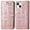 Rosegold, variant on SaniMore for iPhone 15 PU Leather Flip Wallet Case, Cat Dog Cartoon Cute Style with ID Card Holder Kickstad Cover Case with Wrist Strap for iPhone 15 6.1" 2023, Rosegold