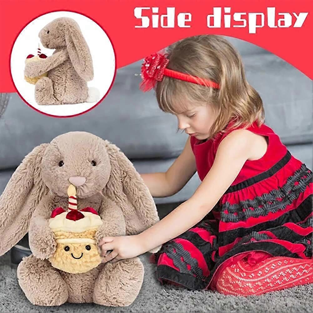 Birthday Cake Bunny Plush, Bashful Beige Bunny Soft Stuffed Animal