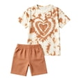 thumbnail image 4 of XAOFW Girls Summer Outfits Heart Printed Short Sleeve Crewneck Tee And Shorts For Kids Cute Back To School Sets Stylish Clothes Sets 9-10 Years, 4 of 4