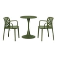 thumbnail image 2 of WestinTrends Playa 3-Piece Outdoor Indoor Metal Patio Dining Table Set With Stackable Patio Chairs, Olive Green, 2 of 15