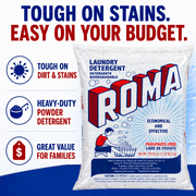 Roma Powder Laundry Detergent, Heavy Duty Cleaning for Stains, Grease and Dirt, 11.02 lbs