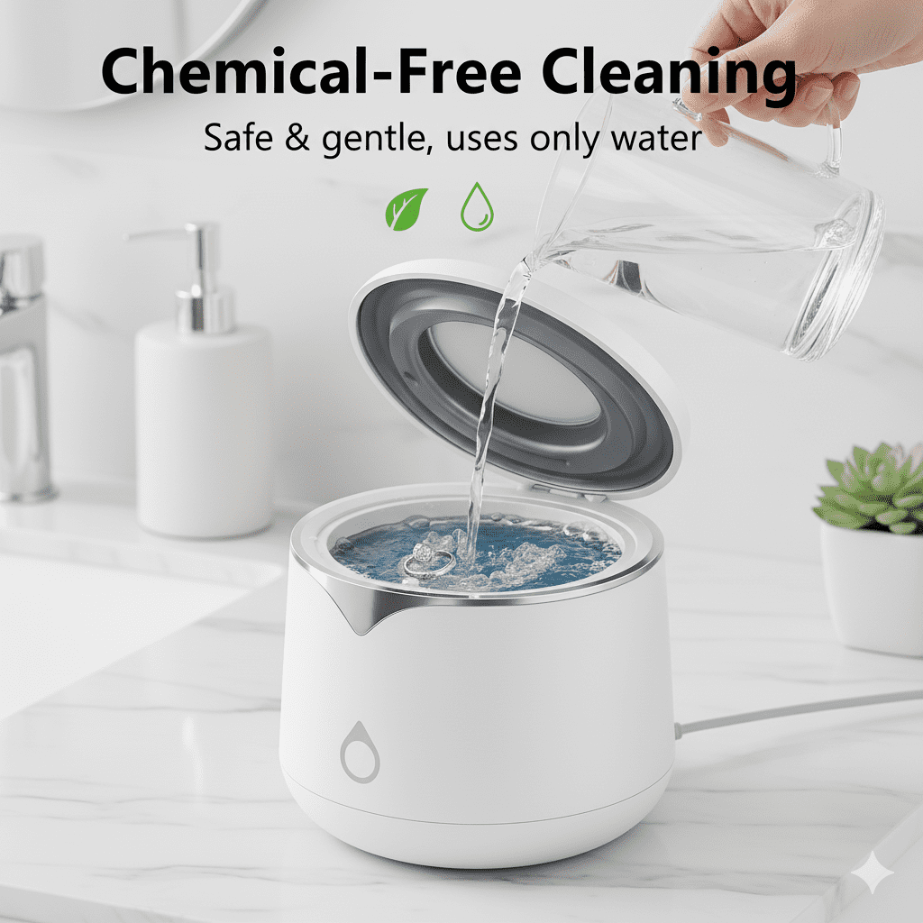 Professional 45kHz Ultrasonic Retainer Cleaner with UV Sanitizer - Portable Cleaning Machine for Aligners, Dentures, Mouth Guards, and Jewelry - 200ml, Dual Cleaning Modes, White