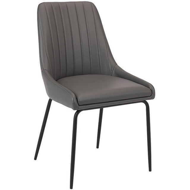 Home Gear Faux Leather Upholstered Dining Chairs in Gray - Set of 2