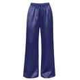 thumbnail image 7 of DeHolifer Women's Pants High Waisted Solid Color Wide Leg Drawstring Flowy Trousers with Pockets Blue XL, 7 of 7