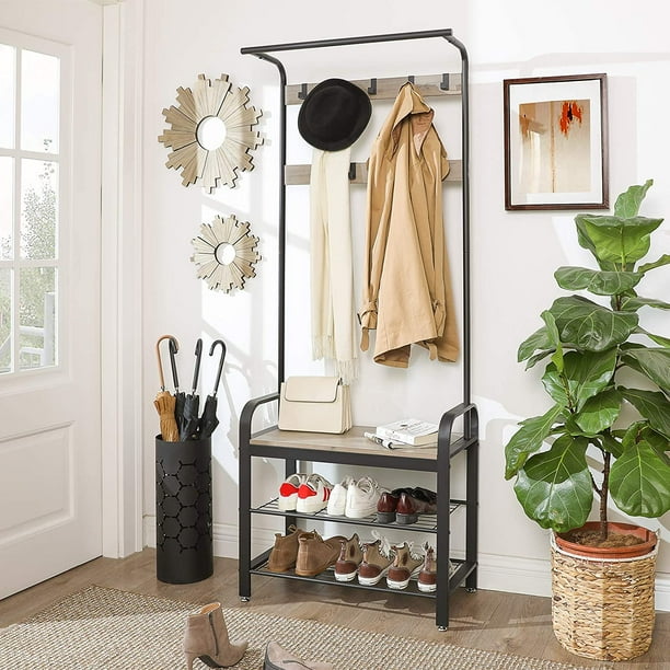 Vasagle Hall Tree with Storage Shelf for Entryway, Greige and Black