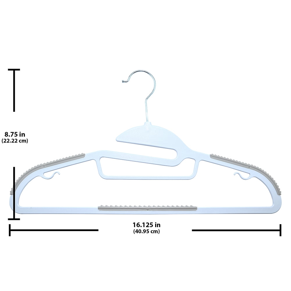 Mainstays Plastic Hangers, Easy Slip Clothing Hangers, Non-Slip 10 Count, Adult, Arctic White/Grey Pumice