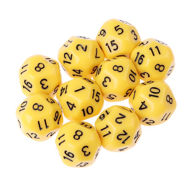 Dados Poliédricos Sunnimix 10 Piezas 16 Caras D16 14 Mm Acrílico Opaco Amarillo