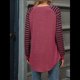 thumbnail image 5 of Blusas Tipo Túnica A Rayas para Mujer, Camisas Casuales de Larga, Jersey de Cuello Redondo. Vino Tinto L, 5 of 9