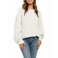 thumbnail image 2 of Women'S Oversized Crewneck Sweater Batwing Puff Long Sleeve Cable Slouchy Pullover Jumper Tops, 2 of 6
