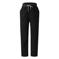 thumbnail image 5 of Pants for Women Trendy Ladies Loose Drawstring Elastic Cotton And Linen Trousers, 5 of 6