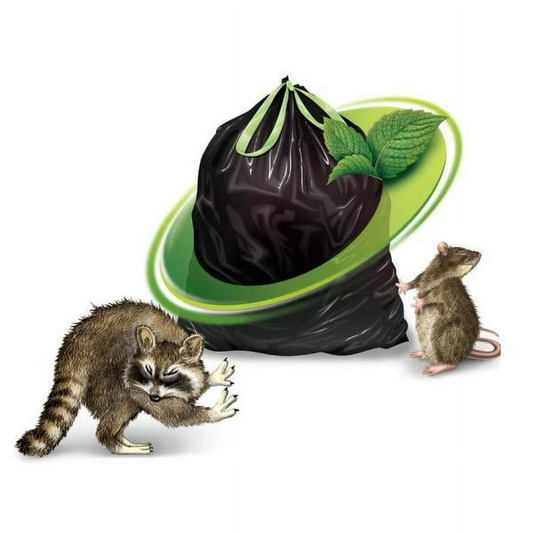 Mint-X MintFlex Rodent Repellent Trash Bags, 2 FT 8 3/4 Inches X 2 FT 11  Inches, 1.05 MIL, 33 Gallon, 40 Count, Black