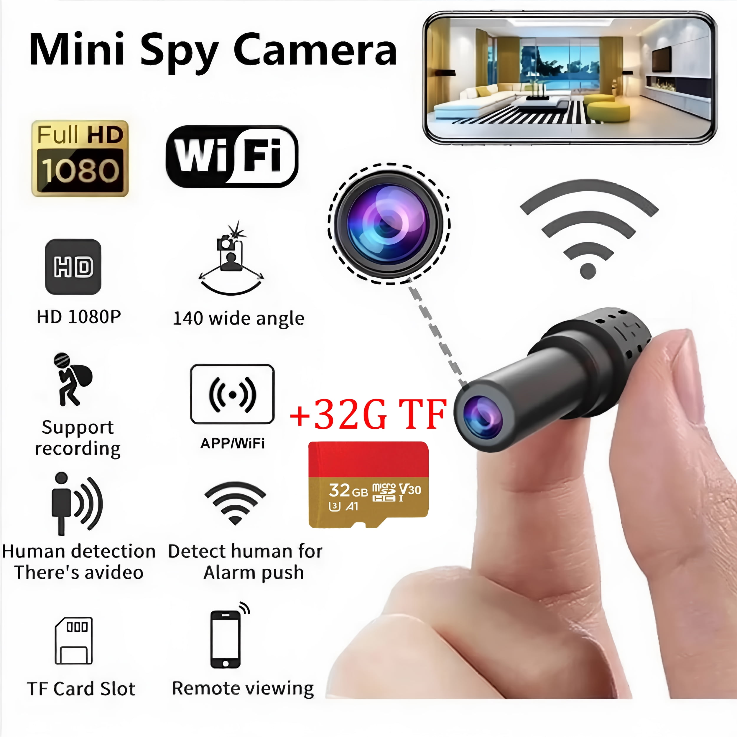 Mini Caméra Espion Full HD 1080P – WiFi – Micro Caméscope De Surveillance