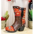 thumbnail image 5 of Rustic Western Cowboy Aztec Geometry Patterns Red Brown Boot Pen Holder Figurine, 5 of 6