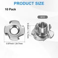 thumbnail image 3 of Uxcell 10-Pack M10x12.7mm T-nut, Stainless Steel 4-Pronged Tee Nut Threaded Insert Corrosion Resistant Fasteners, 3 of 7