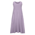 thumbnail image 4 of Ersazi Robe Longue d'Été Décontractée pour Femmes, Sans Manches, en Coton et Lin, Couleur Unie, Robes de Bal pour Ados 2023 10 - Violet 5TG, 4 of 8