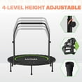 thumbnail image 3 of UPGO 550 LBS Foldable Mini Trampoline, 48" Fitness Trampoline with Bungees, U Shape Adjustable Foam Handle, Stable & Quiet Exercise Rebounder for Kids Adults Indoor/Garden Workout, 3 of 8