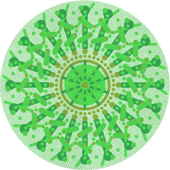 Ahgly Company Indoor Round Patterned Stoplight Go Green Area Rugs, 3' Round