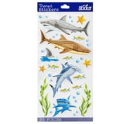 Sticko Classic Solid Multicolor Sharks Plastic Stickers, 34 Piece