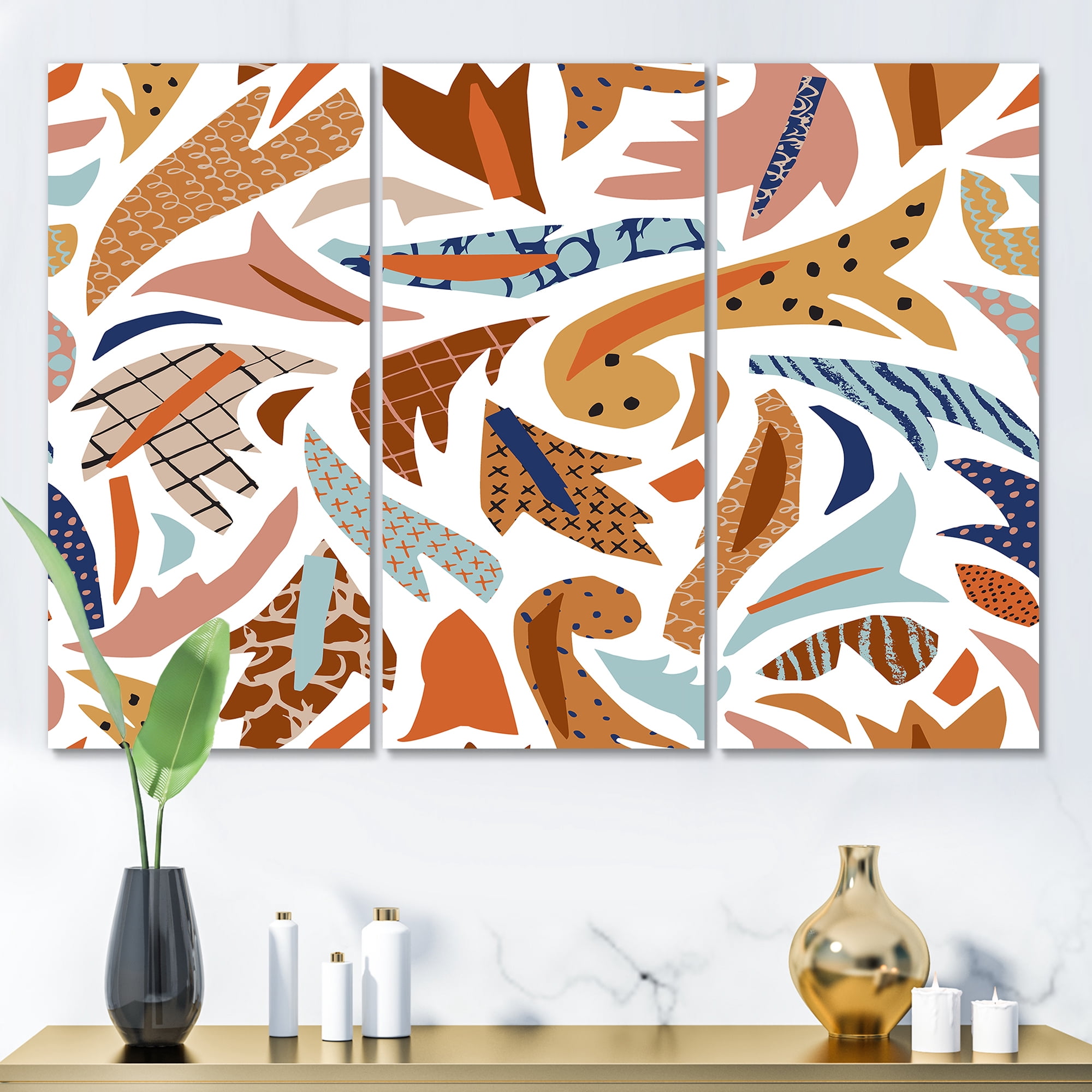 Designart ' Baroque Inspired Stylized Doodles Shapes ' Bohemian & Eclectic Canvas Wall Art Print