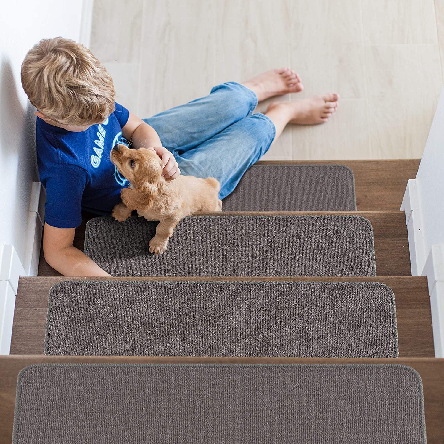 Indoor Non Slip Carpet Stair Treads 8.5"x26" Sets of 7 and 13 