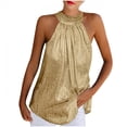thumbnail image 2 of Pisexur Summer Tops for Women Solid Sequined Sleeveless Casual Halter Tops Tank Shirt Vest, 2 of 5