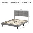 thumbnail image 4 of TROPOW Queen Bed Frame,with Headboard, Modern Upholstered Platform Bed, Mirror Stainless Steel Decoration, Wooden Slats Support, No Box Spring Needed, Easy Assembly, Grey, 4 of 8