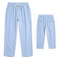 thumbnail image 5 of Men's Casual Linen Pants Elastic Waist Drawstring Lightweight Relaxed Fit Trousers Summer Beach Yoga Lounge Pants with Pockets Comfortable Daily Wear, 5 of 6