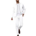 thumbnail image 2 of YOIAVAIOY Men Casual Sweatsuit Lapel Waffle Cardigan with Zip Pockets Drawstring Pants Athletic Lounge Tracksuit Fall Winter Outfits Business Matching Set White L, 2 of 6