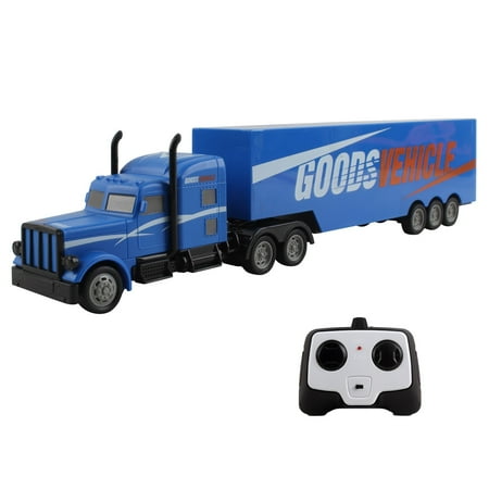 Vokodo 1/16 Scale Battery-Powered RC Semi Truck, Blue