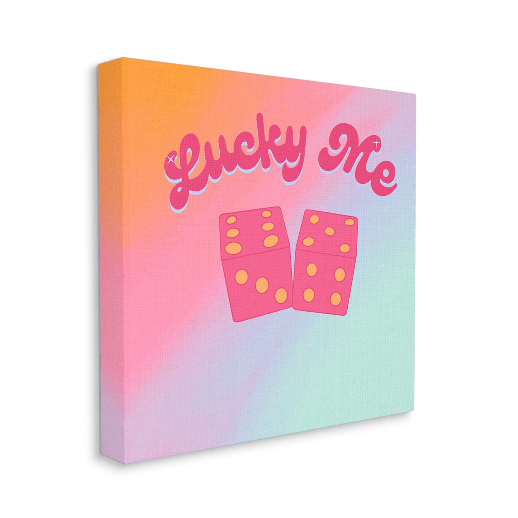 Stupell Industries Lucky Me Pastel Rainbow Religious Painting Gallery Wrapped Canvas Print Wall Art