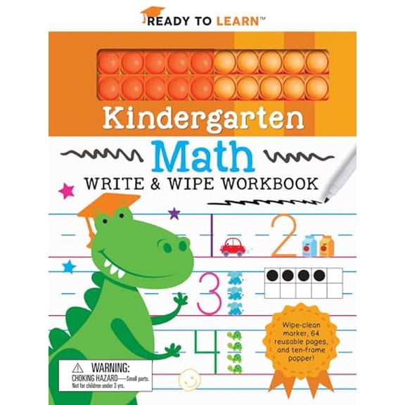 Pre-Owned Ready to Learn Kindergarten Math Write & Wipe Workbook with Popper, 9781667206615, 1667206613, Paperback, Workbook edition