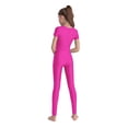 thumbnail image 2 of inhzoy Kids Girls Gymnastics Dance Bodysuit Full Body Unitards Short Sleeve Catsuit Tumbling Outfit Zipper Workout Hot Pink 10, 2 of 5