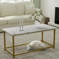 thumbnail image 2 of Modern Coffee Table with Faux Marble Top - Rectangular Living Room Table, 2 of 7