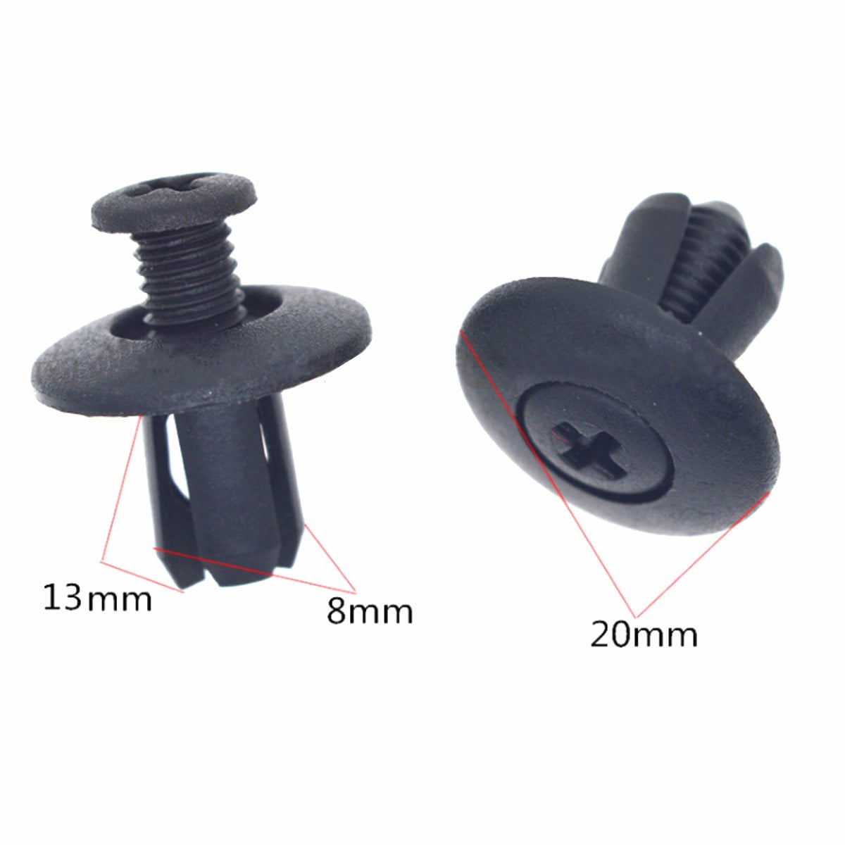 100x 8mm Hole Plastic Rivets Fastener Clips Push Pin For Car Auto