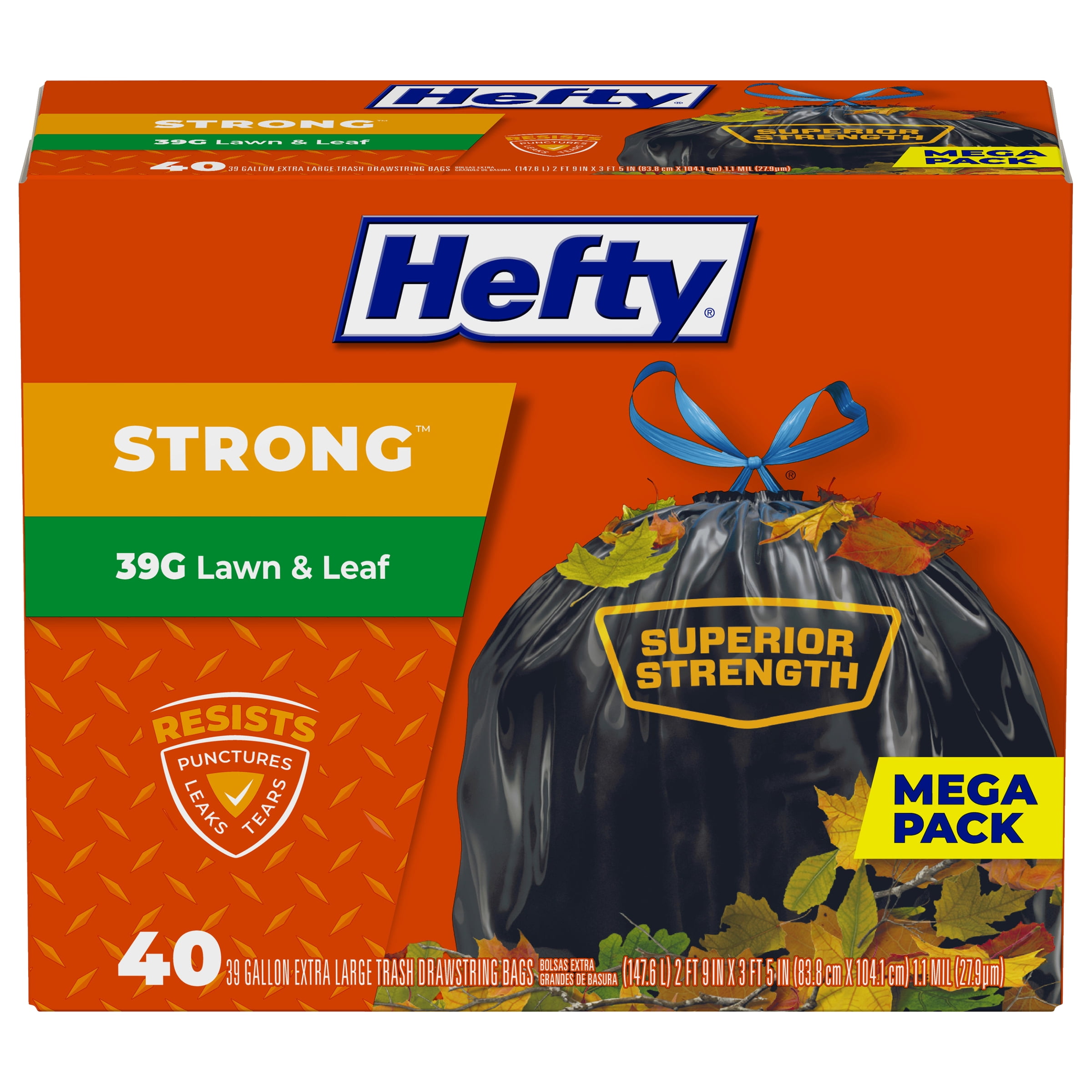 Hefty Strong Lawn AND Leaf Trash Bags 39 Gallon 2 NEW VERSION 38 Count 