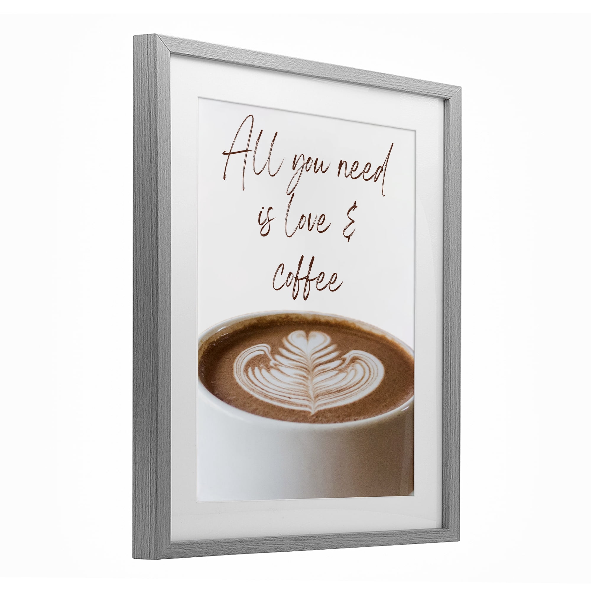 Stupell Industries All You Need Love & Coffee Gray Framed Print Under Glass, design by Jesse Keith