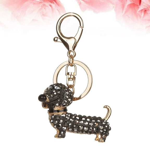 IBASETOY Dachshund Keyring Dog Key Charm Black 1Set for Party and Wedding Gifts