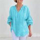 thumbnail image 2 of Algodón Falda Larga Mujeres Nuevo Casual Algodón Y Lino Manga Corta Pullover, V-Cuello Puerta Tubo Multi-Color Top, 2 of 6