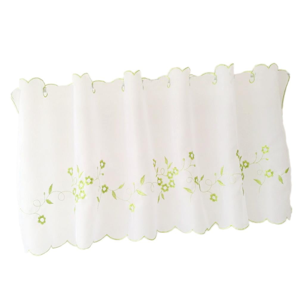 Embroidered Eyelet Cafe Valance Half-curtain for Home Kitchen Window Decor 