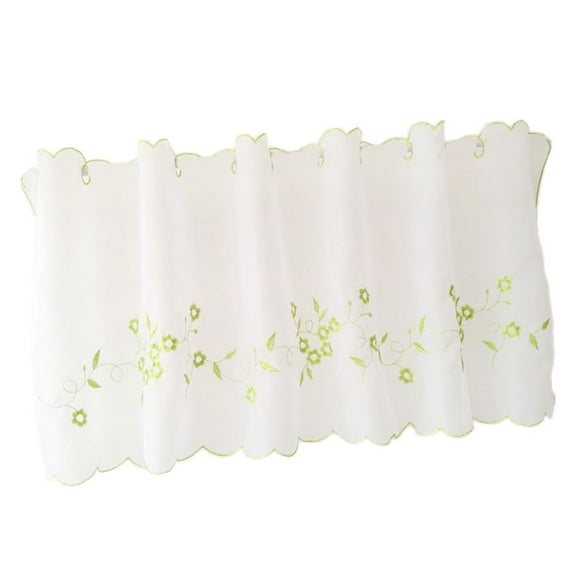 Embroidered Window Tiers Kitchen Cafe Half Curtains Eyelet Valance Decor - Green, 45x120cm Green 45x120cm