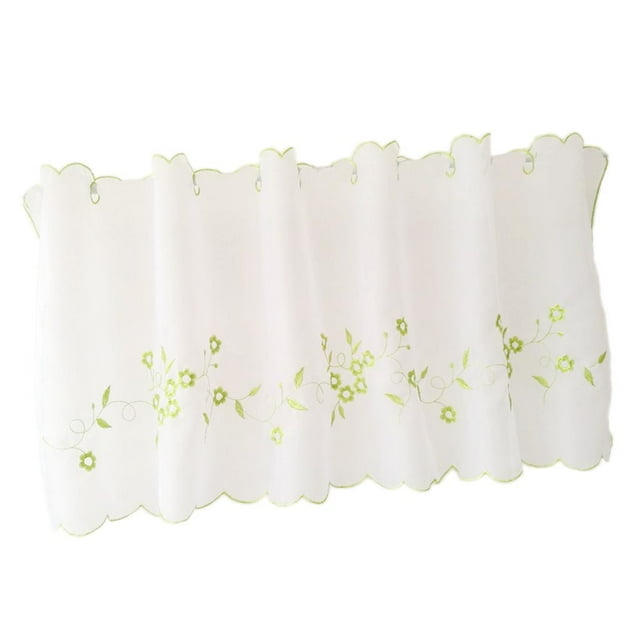 Abbracc Elegant Embroidered Curtains, Kitchen, Coffee, Privacy, Window Tiers, 3 Colors, Green 45x120cm
